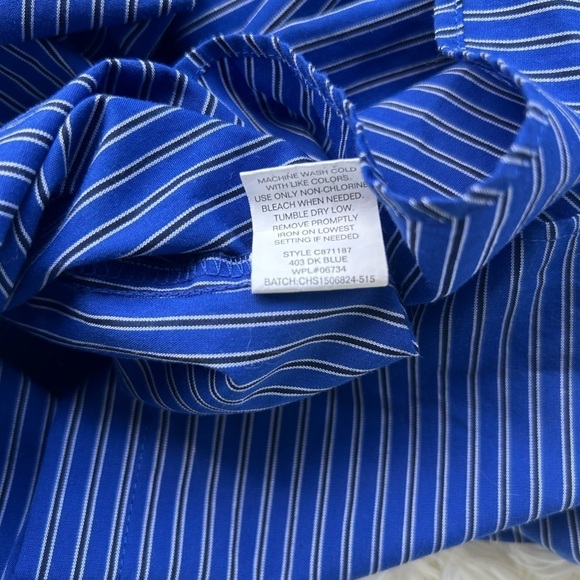 Chaps blue button up collared long sleeve shirt size 14-16 - Picture 3 of 16